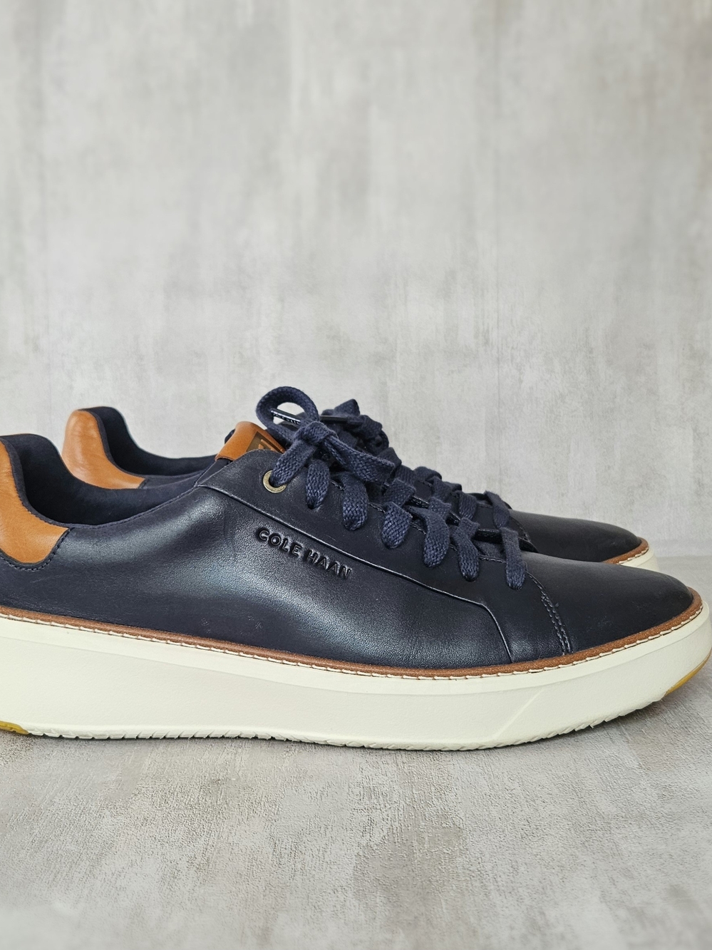 Cole Haan GrandSeries Men’s Leather Sneaker Shoes Blue / Tan Size 10M